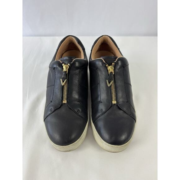 Vionic Splendid Ellis Sneakers Black Leather 7.5 Zip Up Orthotic Arch Support - Picture 2 of 9